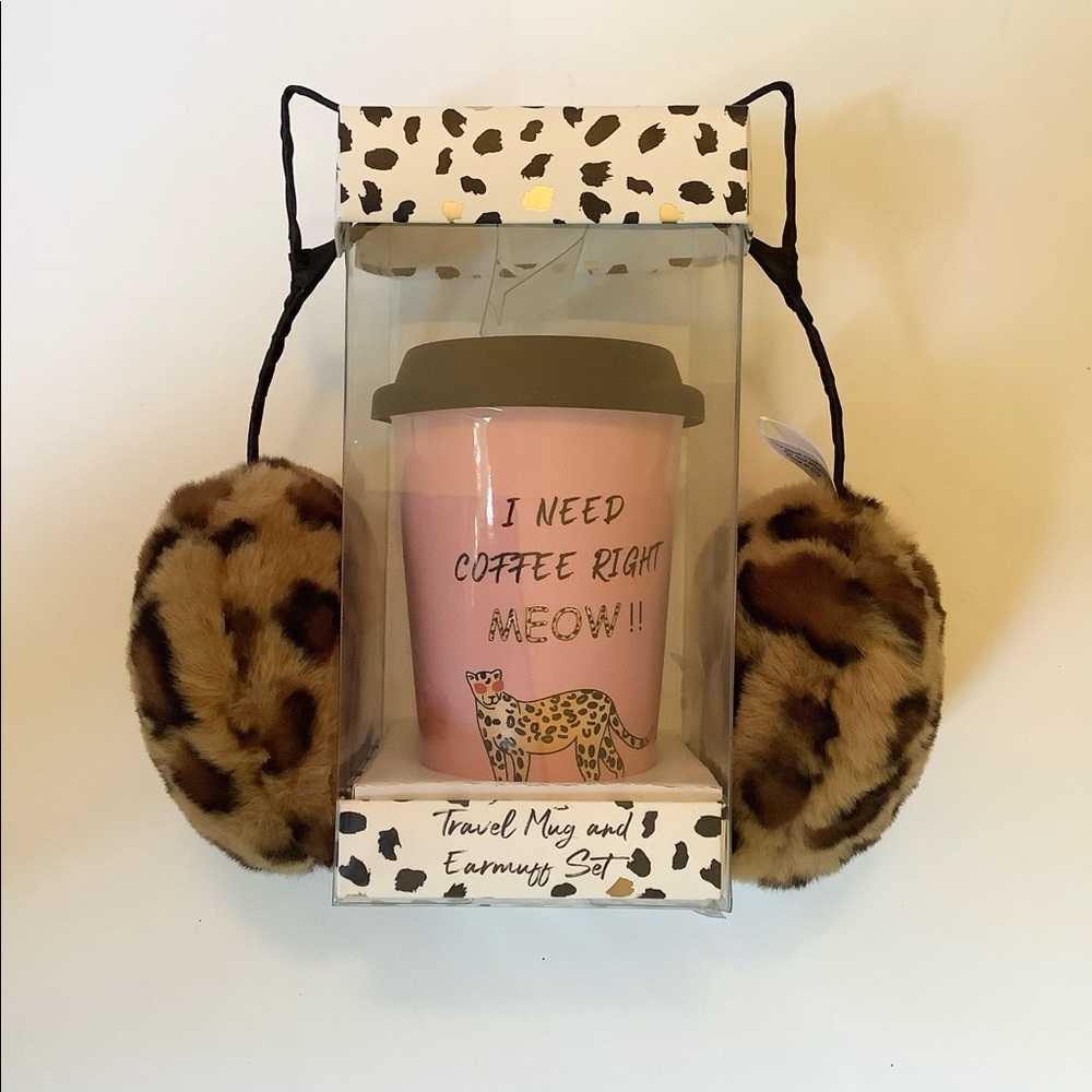 Travel Mug & Earmuff Set-I Need Coffee Right Meow!